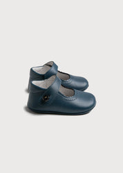Leather Mary Jane Pram Shoes in Classic Blue (17-20EU) SHOES from Pepa London