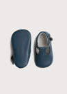 Leather T-Bar Pram Shoes in Classic Blue (17-20EU) Shoes from Pepa London US