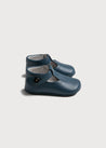 Leather T-Bar Pram Shoes in Classic Blue (17-20EU) Shoes  from Pepa London US
