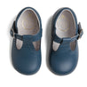 T-Bar Leather Baby Shoes in French Blue (20-24EU) Shoes  from Pepa London US