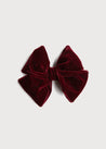 Velvet Big-Bow Clip in Burgundy Hair Accessories  from Pepa London US