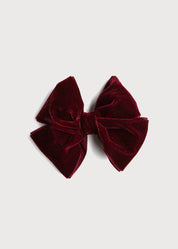 Velvet Big-Bow Clip in Burgundy HAIR ACCESSORIES from Pepa London US