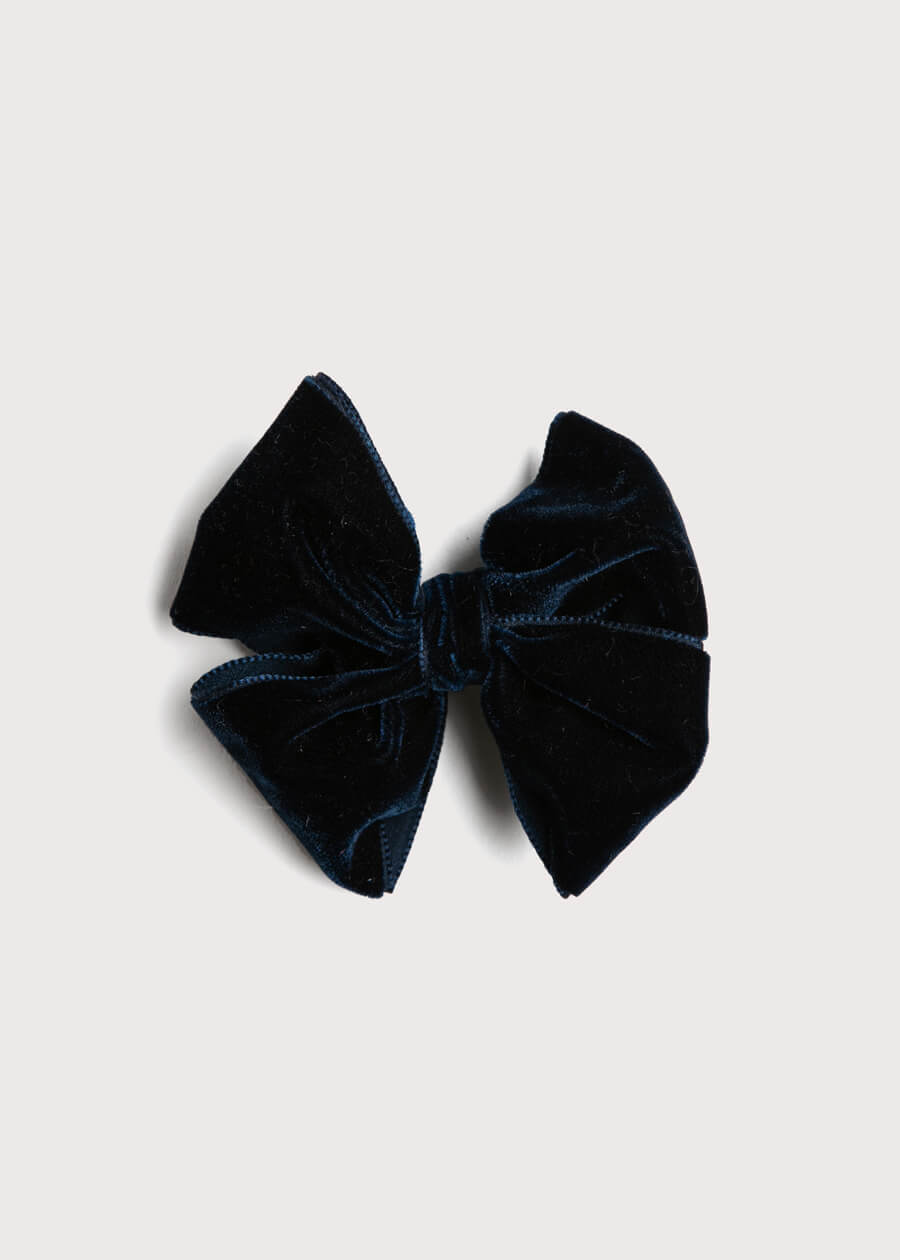 Velvet Big-Bow Clip in Navy HAIR ACCESSORIES from Pepa London US