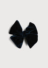 Velvet Big-Bow Clip in Navy Hair Accessories  from Pepa London US