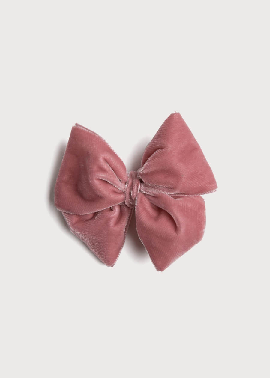 Velvet Big-Bow Clip in Pink HAIR ACCESSORIES from Pepa London