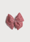 Velvet Big-Bow Clip in Pink Hair Accessories  from Pepa London US