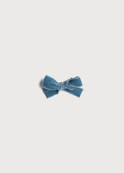 Velvet Medium-Bow Clip in Blue HAIR ACCESSORIES from Pepa London US