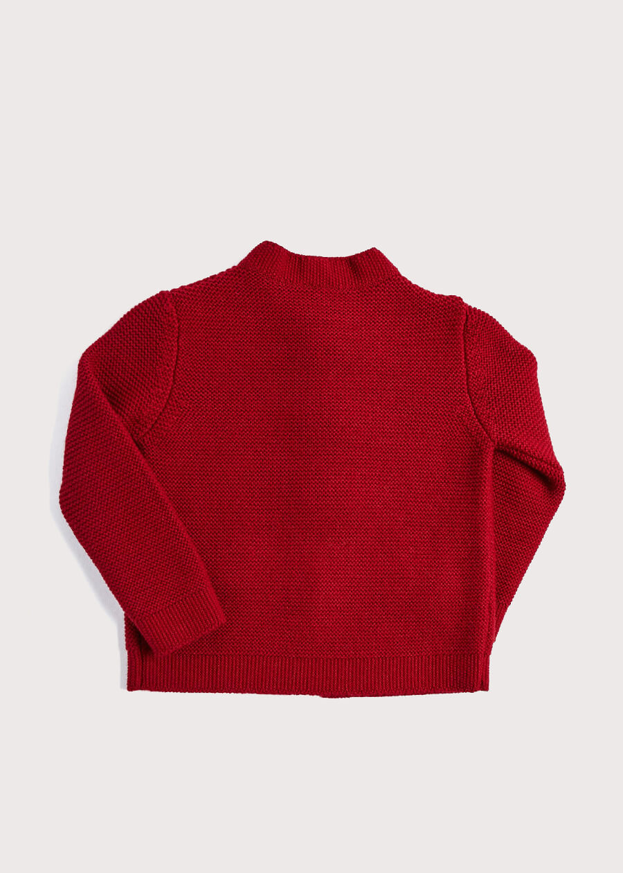 Toggle Fastening Knitted Cardigan in Red (12mths-10yrs) KNITWEAR from Pepa London US