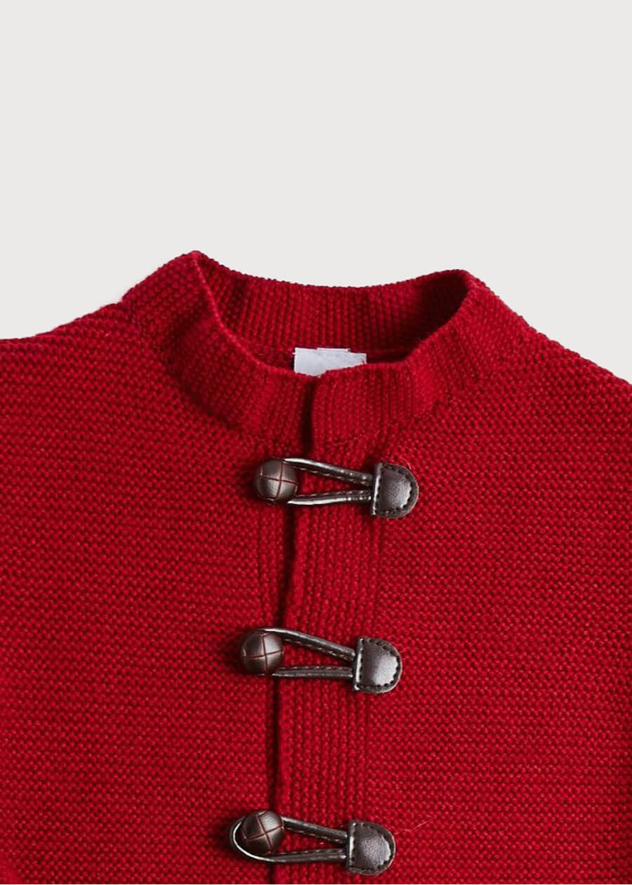 Toggle Fastening Knitted Cardigan in Red (12mths-10yrs) Knitwear from Pepa London US