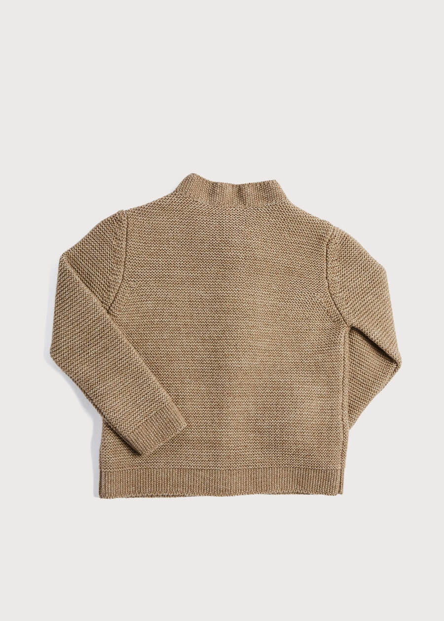 Toggle Fastening Knitted Cardigan in Oatmeal (12mths-10yrs) KNITWEAR from Pepa London US