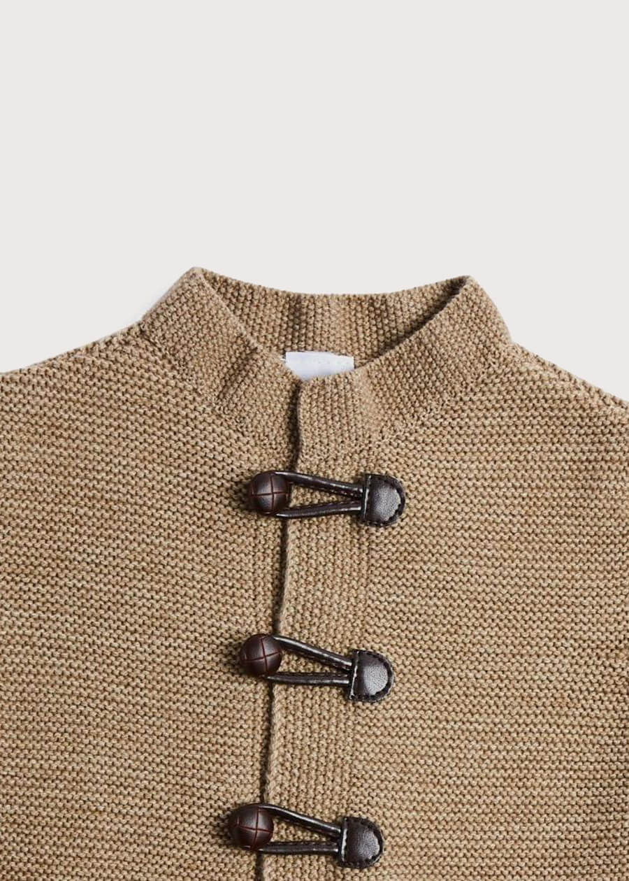 Toggle Fastening Knitted Cardigan in Oatmeal (12-10yrs) KNITWEAR from Pepa London US