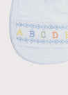 Blue Hand Smocked Bib with ABC Detailing Accessories  from Pepa London US