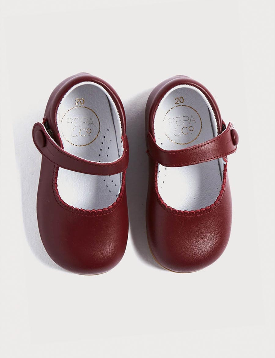 Mary Jane Baby Shoes in Burgundy (20-24EU) Shoes from Pepa London US