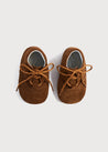 Suede Oxford Pram Booties in Brown (17-20EU) Shoes  from Pepa London US