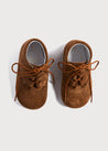 Suede Oxford Baby Booties in Brown (20-24EU) Shoes  from Pepa London US