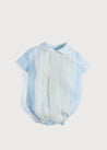 Light Blue Panelled Christening Romper (3-12mths) Rompers  from Pepa London US