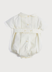 Ivory Panelled Christening Romper (3mths-2yrs) Rompers from Pepa London US