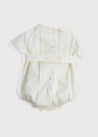 Ivory Panelled Christening Romper (3-12mths) Rompers  from Pepa London US