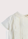 Ivory Panelled Christening Romper (3-12mths) Rompers  from Pepa London US