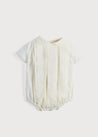 Ivory Panelled Christening Romper (3-12mths) Rompers  from Pepa London US