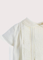 Ivory Panelled Christening Romper (3mths-2yrs) Rompers from Pepa London US