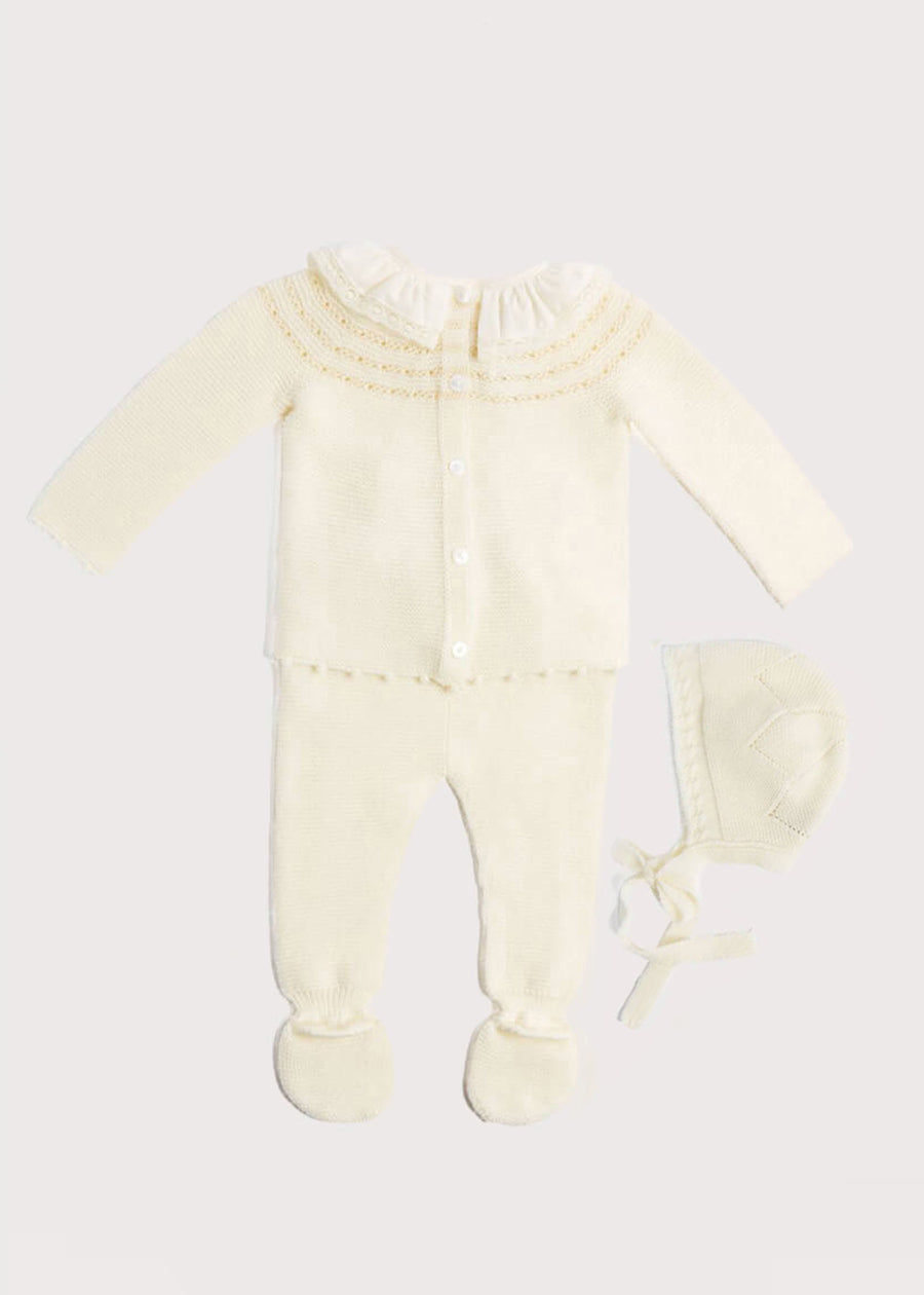 Knitted Celebration Set in Off-White (1-12mths) Knitted Sets from Pepa London US