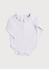 Frill Collar Long Sleeve Bodysuit in White (0mths-3yrs) Tops & Bodysuits from Pepa London US