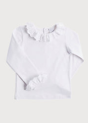 Frill Collar Long Sleeve Top in White (18mths-10yrs) Tops & Bodysuits  from Pepa London