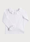 Frill Collar Long Sleeve Top in White (18mths-10yrs) Tops & Bodysuits  from Pepa London US