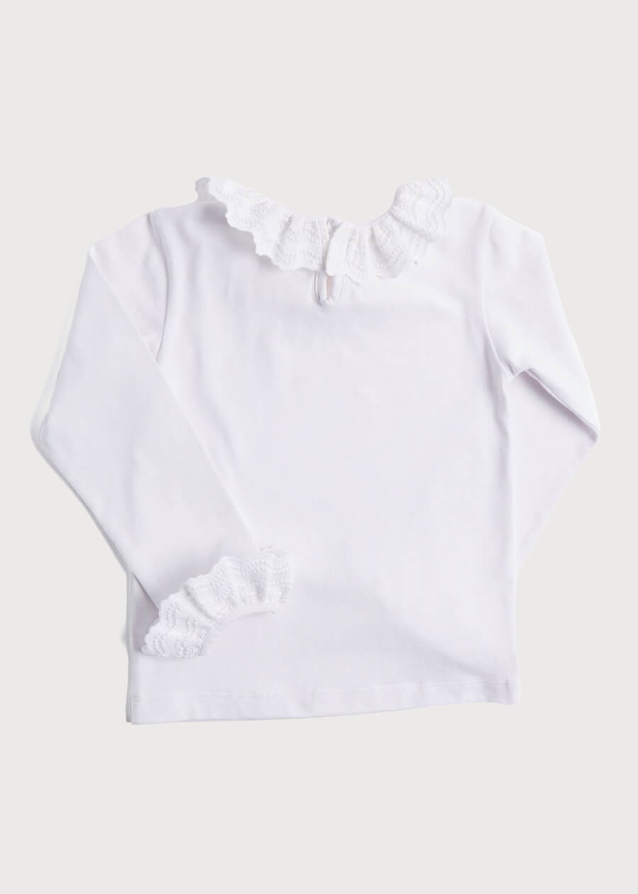 Frill Collar Long Sleeve Top in White (18mths-10yrs) Tops & Bodysuits from Pepa London US