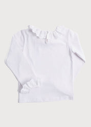 Frill Collar Long Sleeve Top in White (18mths-10yrs) Tops & Bodysuits  from Pepa London