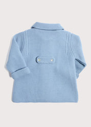 Double Breasted Knitted Buttoned Coat in Blue (6mths-2yrs) Knitwear from Pepa London US