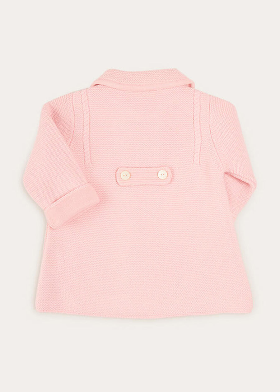 Knitted Double Breasted Coat In Pink (6mths-2yrs) COATS from Pepa London US