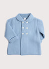 Double Breasted Knitted Mother Of Pearl Buttoned Coat in Blue (6mths-2yrs) Knitwear  from Pepa London US