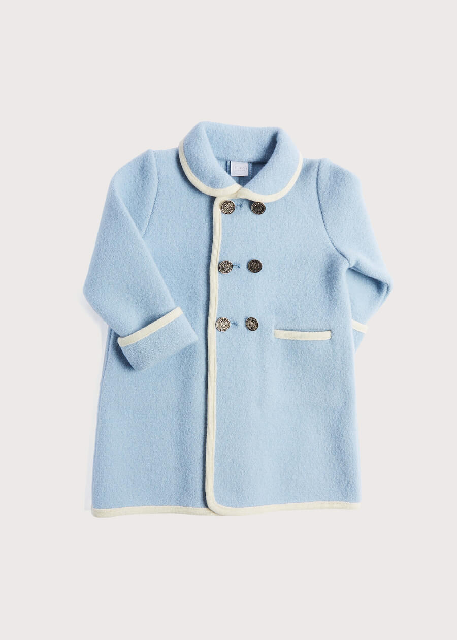 Austrian Double Breasted Wool Baby Coat in Baby Blue (6mths-4yrs) Coats from Pepa London US