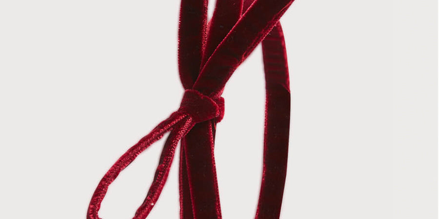 Velvet Hairband with Thin Burgundy Bow Hair Accessories  from Pepa London