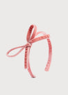 Velvet Hairband with Thin Pink Bow Hair Accessories  from Pepa London US