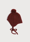 Knitted Merino Wool Winter Bonnet in Burgundy (S-L) Knitted Accessories  from Pepa London US