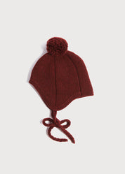 Knitted Merino Wool Winter Bonnet in Burgundy (S-L) KNITTED ACCESSORIES from Pepa London
