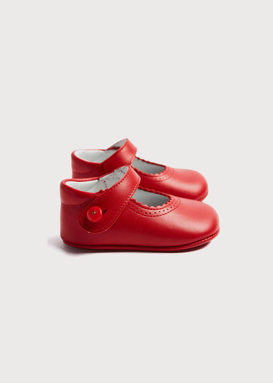 Leather Mary Jane Pram Shoes in Red (17-20EU) SHOES from Pepa London