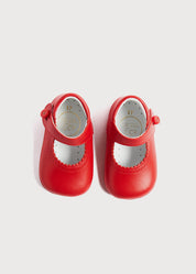 Leather Mary Jane Pram Shoes in Red (17-20EU) Shoes  from Pepa London