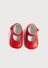 Leather Mary Jane Pram Shoes in Red (17-20EU) Shoes  from Pepa London US