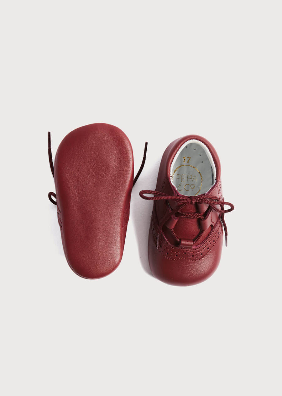 Oxford Pram Booties in Burgundy (17-20EU) Shoes from Pepa London US