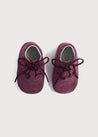 Suede Oxford Pram Booties in Burgundy (17-20EU) Shoes from Pepa London US