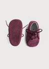 Suede Oxford Pram Booties in Burgundy (17-20EU) Shoes from Pepa London US
