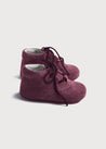 Suede Oxford Pram Booties in Burgundy (17-20EU) Shoes from Pepa London US