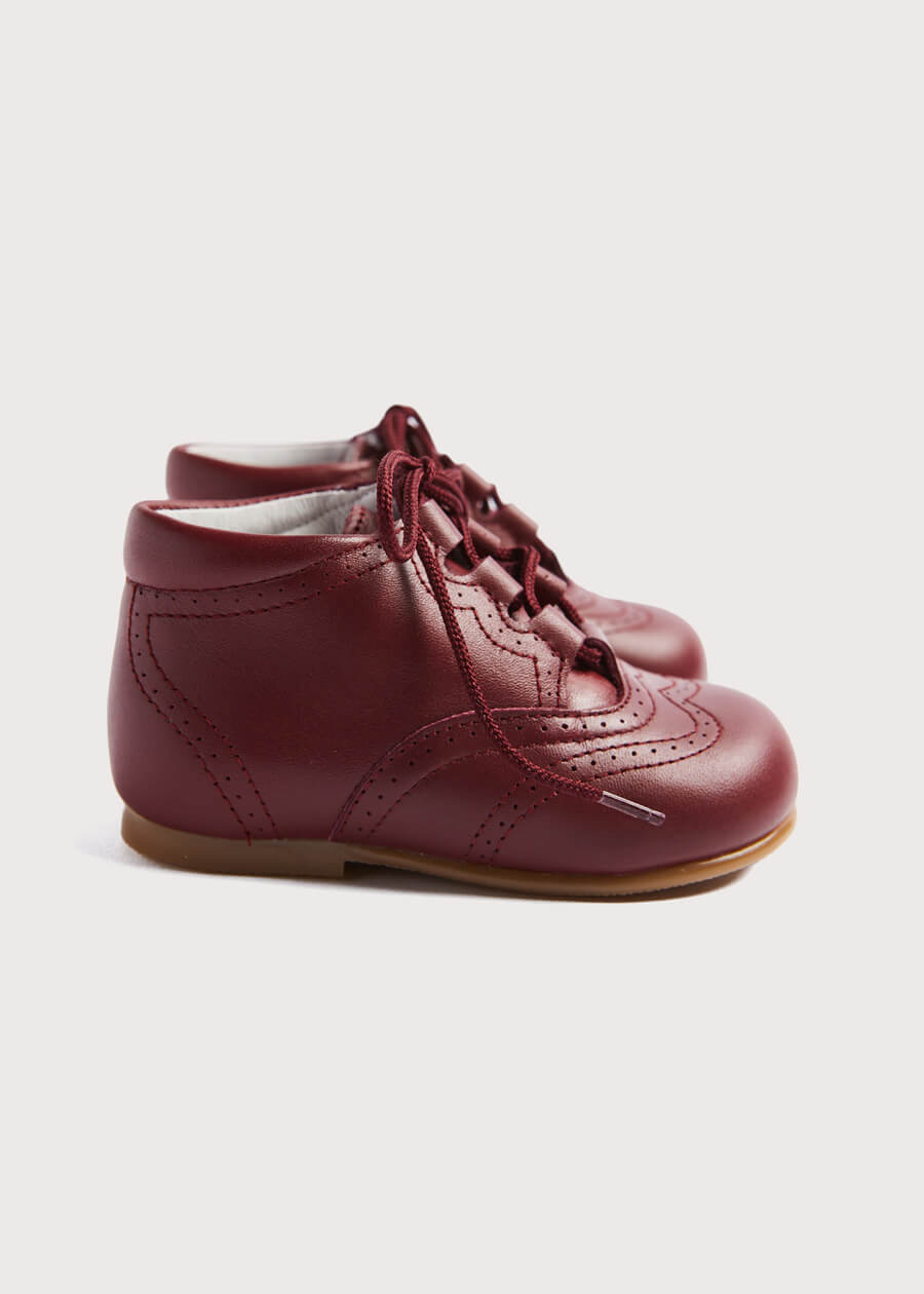 Oxford Baby Booties in Burgundy (20-26EU) Shoes from Pepa London US