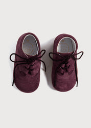 Suede Oxford Baby Booties in Burgundy (20-26EU) Shoes from Pepa London US