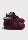 Suede Oxford Baby Booties in Burgundy (20-26EU) Shoes from Pepa London US