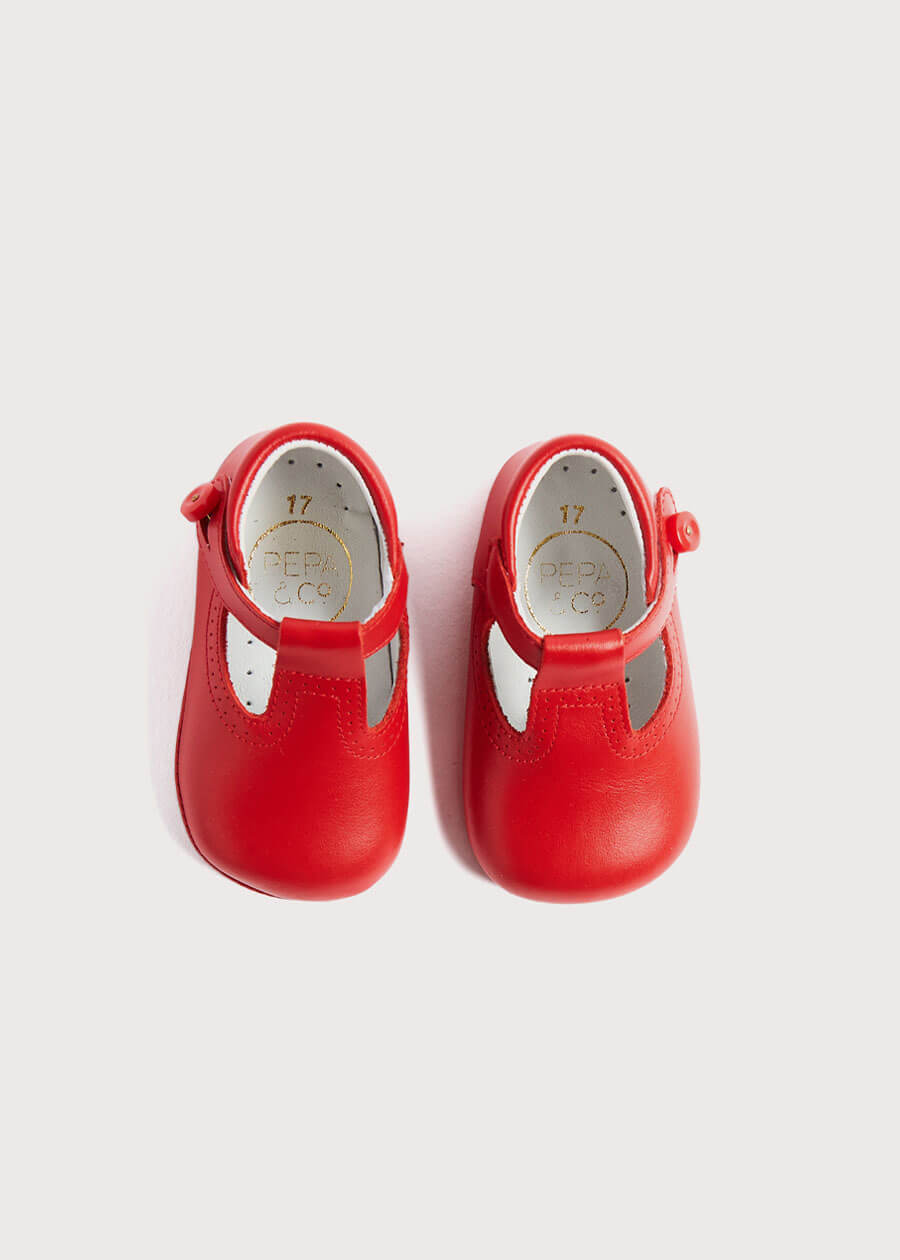 T-Bar Pram Shoes in Red (17-20EU) SHOES from Pepa London US